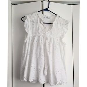 Baby doll eyelet white shirt